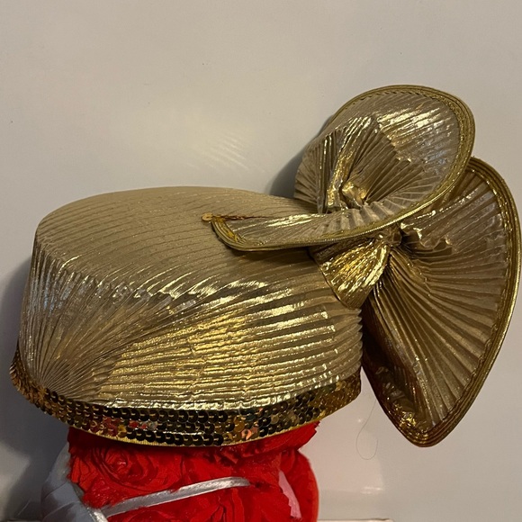 Mr Hi’s Vintage Elegant  Metallic Gold Women's Hat - Picture 4 of 11